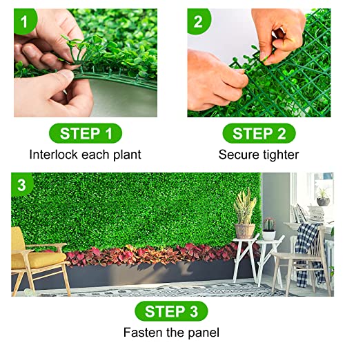 TOPDEEP 24PCS Boxwood Panels, 24"x16" Artificial Boxwood Hedge Panels, Grass Wall Panels, UV Protected Suitable for Garden, Fence, Backyard Wall Decoration