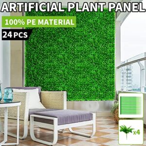 TOPDEEP 24PCS Boxwood Panels, 24"x16" Artificial Boxwood Hedge Panels, Grass Wall Panels, UV Protected Suitable for Garden, Fence, Backyard Wall Decoration