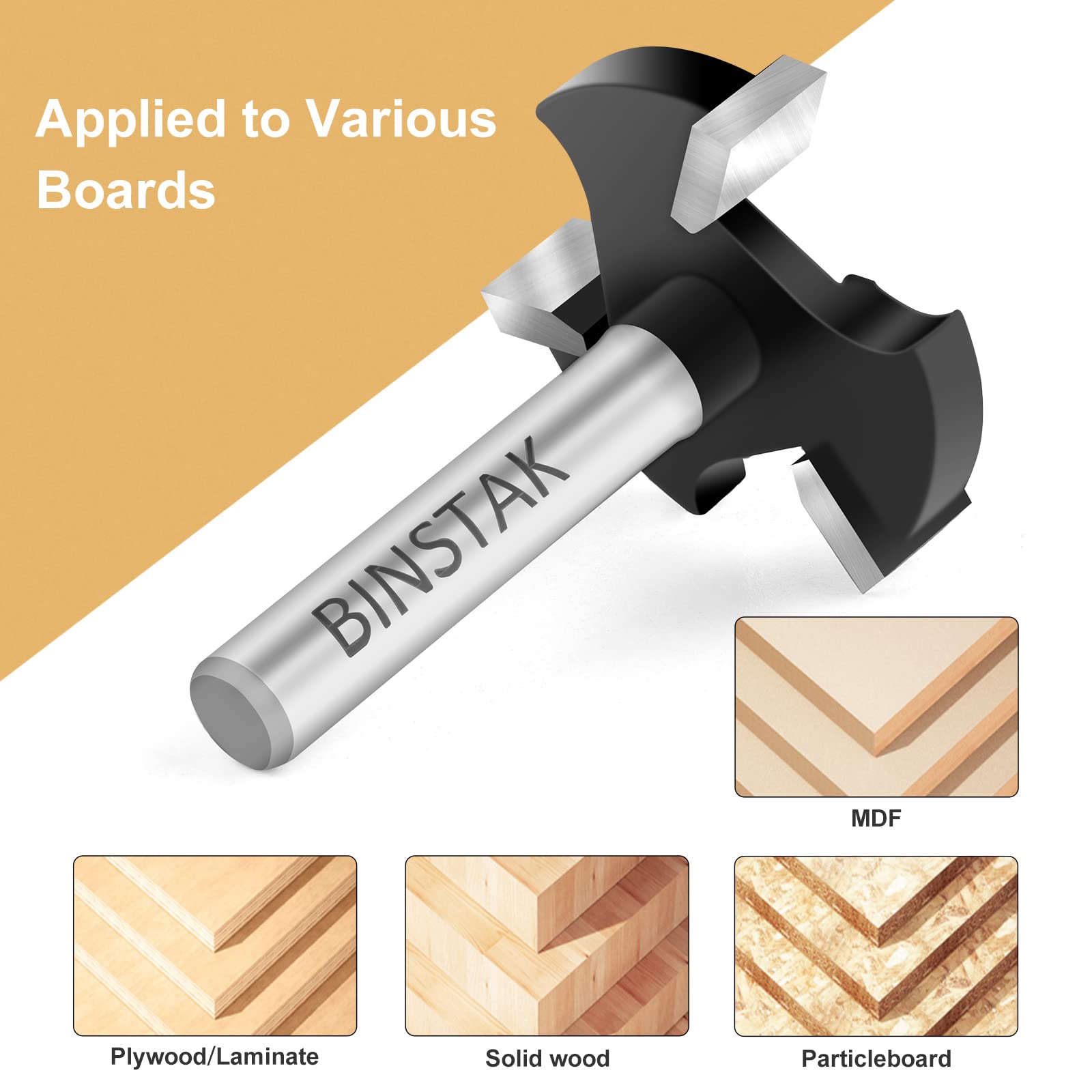 CNC Spoilboard Surfacing Router Bit 1/4 inch Shank, Extra Large 1-1/4 inch Cutting Diameter, Slab Flattening Router Bit Planing Bit Wood Planing Bit Dado Planer Bit by BINSTAK (Carbide)