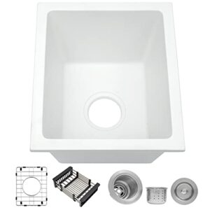 milosen white bar sink,rv kitchen sink, small bar sink 13 * 15 inch, undermount bar sink, wet bar prep sink single bowl