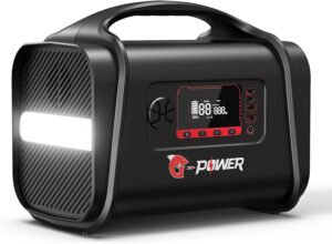 portable power station, g-power 556.8wh solar generator w/ lifepo4 battery, 1.5h fast charging, 1000w ac outlets, pd 100w type-c, led light, backup power supply for home emergency, outdoors camping