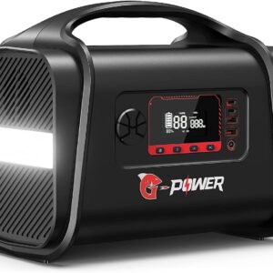 Portable Power Station, G-Power 556.8Wh Solar Generator w/ LifePO4 Battery, 1.5H Fast Charging, 1000W AC Outlets, PD 100W Type-C, LED Light, Backup Power Supply for Home Emergency, Outdoors Camping