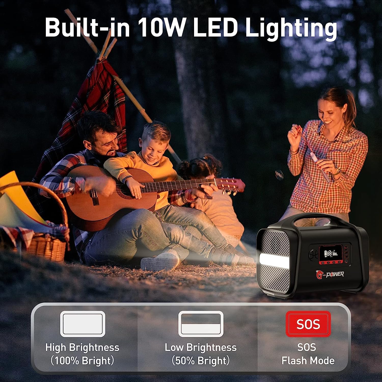 Portable Power Station, G-Power 556.8Wh Solar Generator w/ LifePO4 Battery, 1.5H Fast Charging, 1000W AC Outlets, PD 100W Type-C, LED Light, Backup Power Supply for Home Emergency, Outdoors Camping