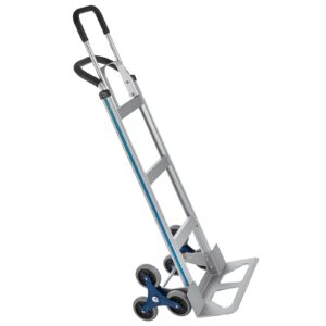 topdeep 2 in 1 aluminum hand truck 650 lb capacity, heavy duty stair climbing cart with 6 wheels, convertible hand truck and dolly with loop handle