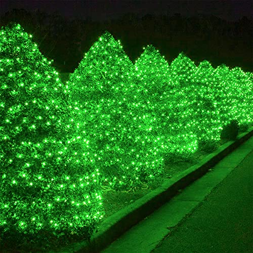 weillsnow Green Christmas Lights, 200 LED 66Ft Plug in Waterproof St Patrick's Lights, 8 Modes with Memory for Outdoor Indoor Garden Tree Patio Irish Christmas Decorations (66FT, Green)