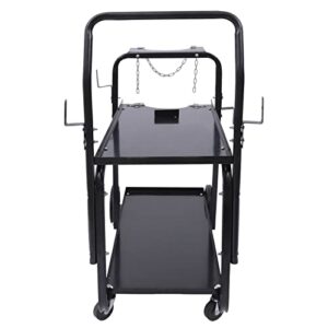 Leblett 2 Tier Welding Cart Welder,With Tank Storage Trolley Black,For MIG TIG Plasma Welder,220Lbs Capacity,Welder Welding Cart Utility Garden Trolley