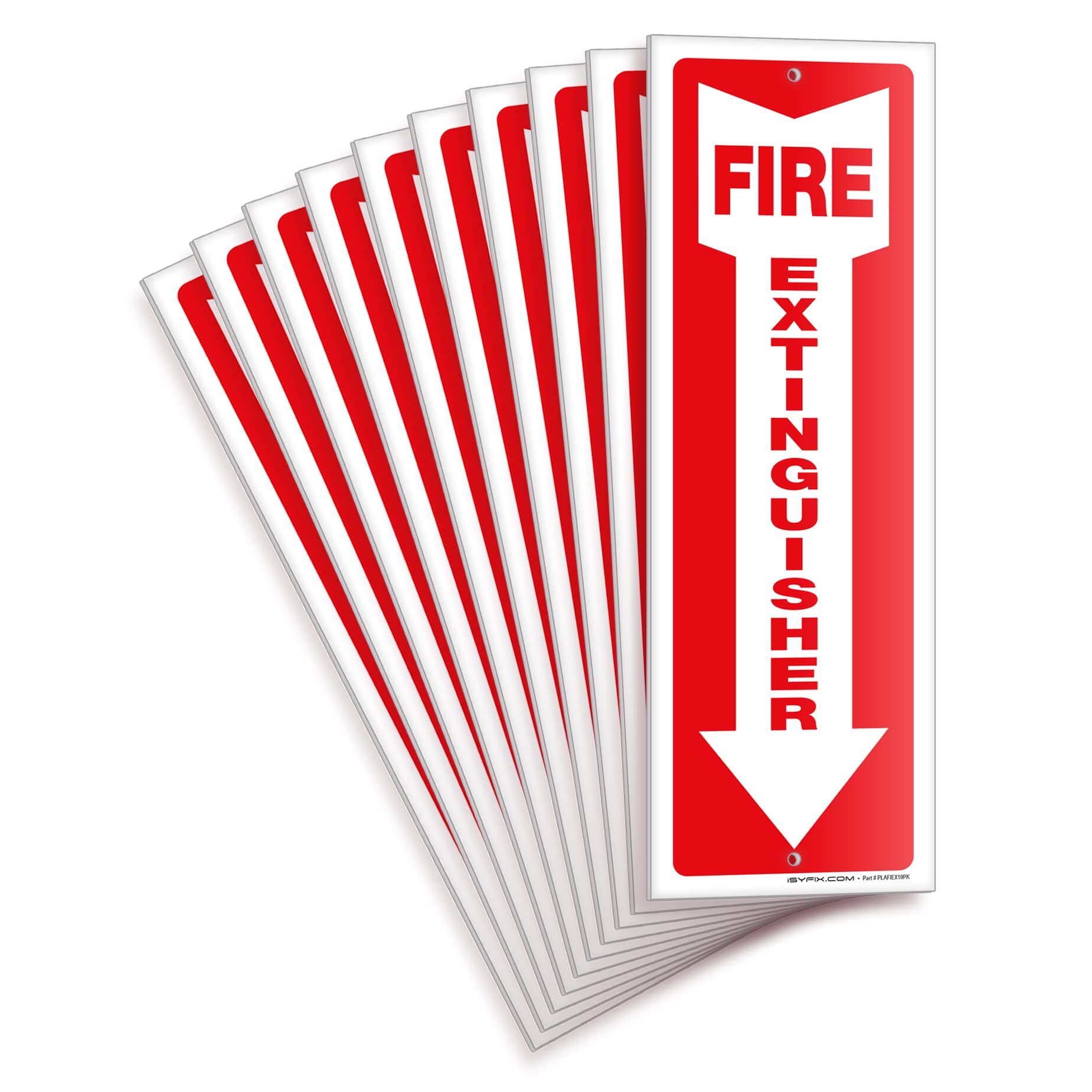 iSYFIX Fire Extinguisher Plastic Signs – 10 Pack 4x12 Inch – 40 mil Thick Polystyrene, Laminated for Ultimate UV, Weather & Fade Resistance, Ideal for School, Office, Business, Hospital, Home