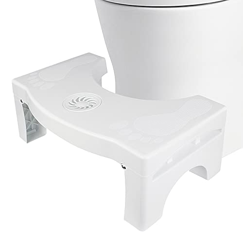 Toilet Stool Squat Adult, 7" Heavy Duty Poop Stool for Bathroom Plastic Portable Squatting Potty Foot Stool with Freshener Space Non-Slip Toilet Assistance Step Stool Healthy Gifts for Seniors Kids