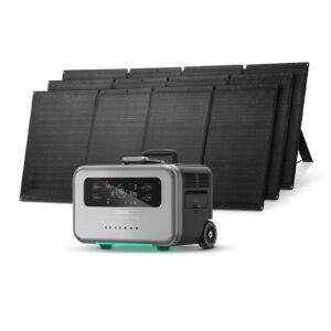 zendure 2096wh outdoor generators solar power station with 3 * 200w solar panel,6 x 2000w ac outlets,1.5h fully charged, ups battery backup for power outages,camping