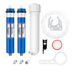 100 gpd ro membrane with reverse osmosis membrane housing set (1 set) & 100 gpd ro membrane (1 pack), reverse osmosis filter replacement kit, ro membrane housing set for maple syrup ro system