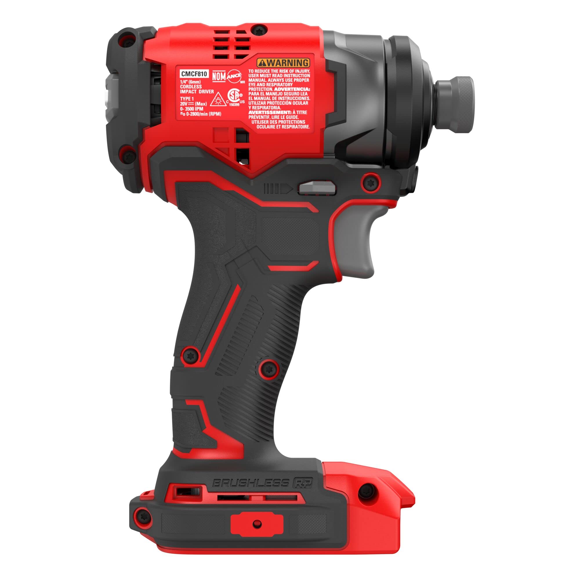 CRAFTSMAN V20 Cordless Impact Driver, 1/4 inch, Bare Tool Only (CMCF813B)