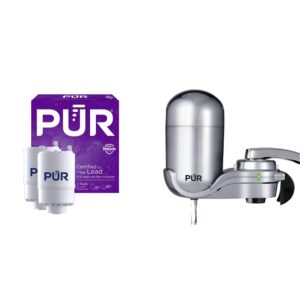 pur faucet mount replacement filter 2-pack (rf33752) and pur plus faucet mount water filtration system (fm3700b)