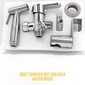 Bidet Sprayer for Toilet, Hot and Cold-water Handheld Sprayer kit. Heated Bidet Sprayer, Warm Water mixer valve, T valve, Hot Cold Mixer Valve, Toilet sprayer, diaper sprayer, Bidet hot and cold