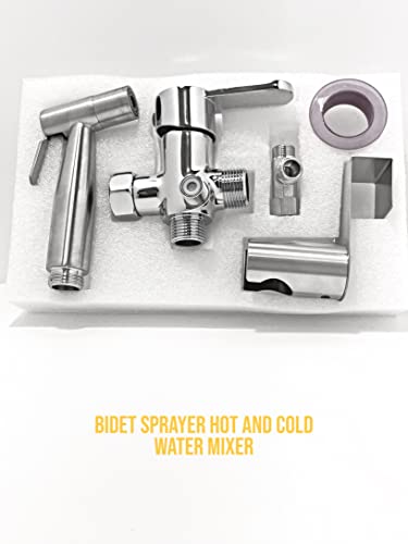 Bidet Sprayer for Toilet, Hot and Cold-water Handheld Sprayer kit. Heated Bidet Sprayer, Warm Water mixer valve, T valve, Hot Cold Mixer Valve, Toilet sprayer, diaper sprayer, Bidet hot and cold