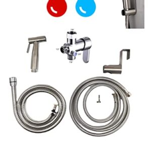 Bidet Sprayer for Toilet, Hot and Cold-water Handheld Sprayer kit. Heated Bidet Sprayer, Warm Water mixer valve, T valve, Hot Cold Mixer Valve, Toilet sprayer, diaper sprayer, Bidet hot and cold