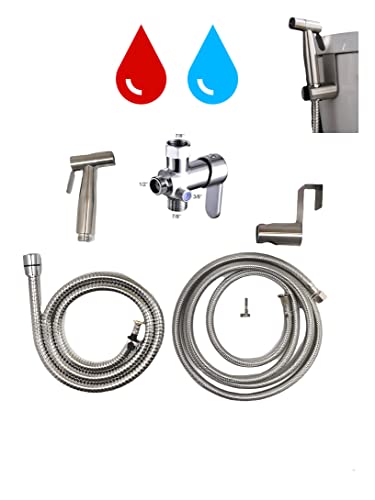 Bidet Sprayer for Toilet, Hot and Cold-water Handheld Sprayer kit. Heated Bidet Sprayer, Warm Water mixer valve, T valve, Hot Cold Mixer Valve, Toilet sprayer, diaper sprayer, Bidet hot and cold