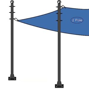 shade sail poles, outdoor sun shade sail pole kit support awning canopy heavy duty steel post for outside deck patio backyard garden (10ft,2pack)…