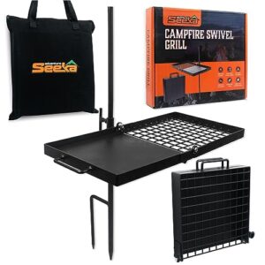 adventure seeka swivel grill - heavy duty, fully adjustable campfire cooking grate and rack