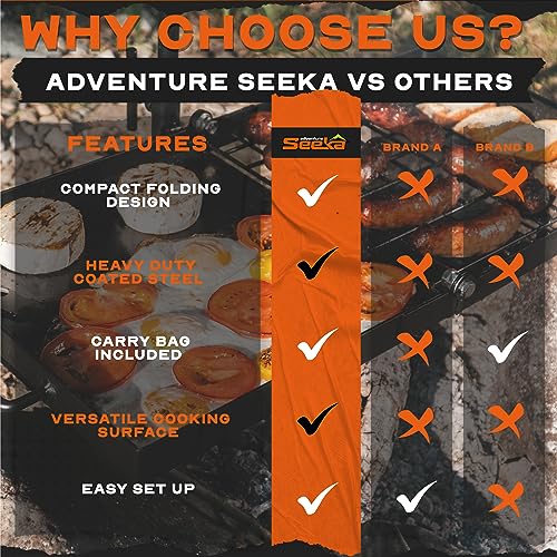 Adventure Seeka Swivel Grill - Heavy Duty, Fully Adjustable Campfire Cooking Grate and Rack