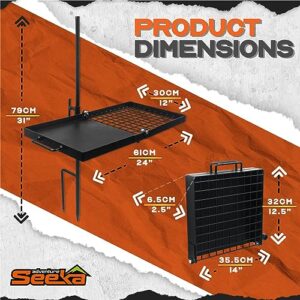 Adventure Seeka Swivel Grill - Heavy Duty, Fully Adjustable Campfire Cooking Grate and Rack