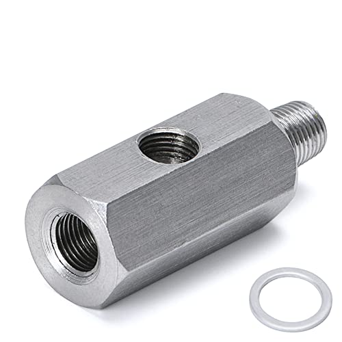 1/8'' BSPT Oil Pressure Sensor Sendor Tee Adapter to 1/8 NPT Gauge T-Piece Stainless Steel