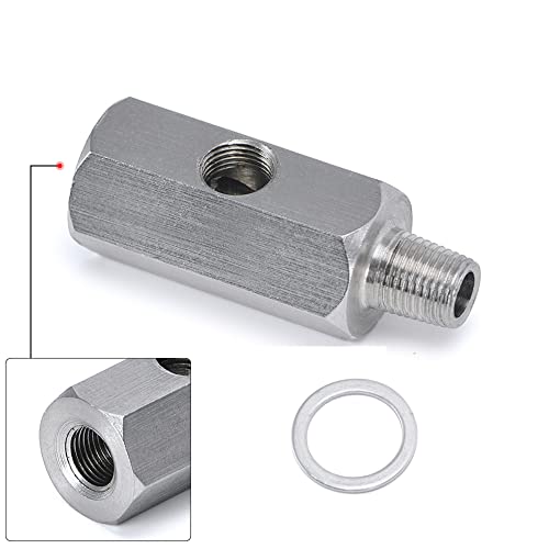 1/8'' BSPT Oil Pressure Sensor Sendor Tee Adapter to 1/8 NPT Gauge T-Piece Stainless Steel