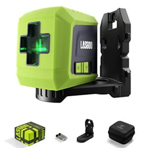 LASGOO Laser Level Self Leveling, Green Cross Laser Line with Vertical and Horizontal for Picture Hanging and Construction, Magnetic Rotating Stand and Portable Case Included, Green