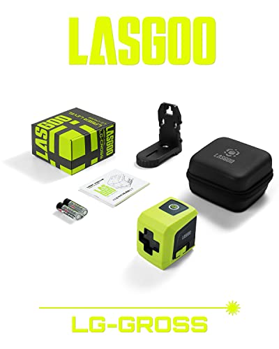 LASGOO Laser Level Self Leveling, Green Cross Laser Line with Vertical and Horizontal for Picture Hanging and Construction, Magnetic Rotating Stand and Portable Case Included, Green