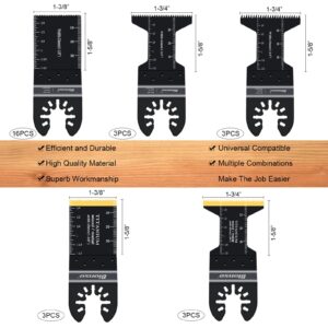 Bionso 28PCS Oscillating Saw Blades, Professional Universal Titanium Multitool Blades for Wood Plastics Metal, Quick Release Multi Tool Blades Kits Fit Dewalt Ryobi Milwaukee Rockwell Fein Makita