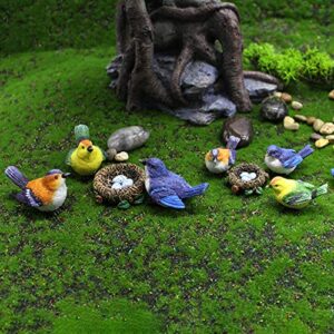 Miniature Figurines 1PC Fairy Garden Miniatures Mini Bird Garden Decorations Accessories Resin Crafts DIY Plant Bonsai Figurines(M-Green Bird)