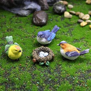 Miniature Figurines 1PC Fairy Garden Miniatures Mini Bird Garden Decorations Accessories Resin Crafts DIY Plant Bonsai Figurines(M-Green Bird)