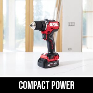 SKIL PWR CORE 12 Brushless 12V 1/2 In. Compact Varible-Speed Drill Driver Kit with 1/2'' Single-Sleeve, Keyless Chuck & LED Worklight Includes 2.0Ah Battery and PWR JUMP Charger - DL6290A-10