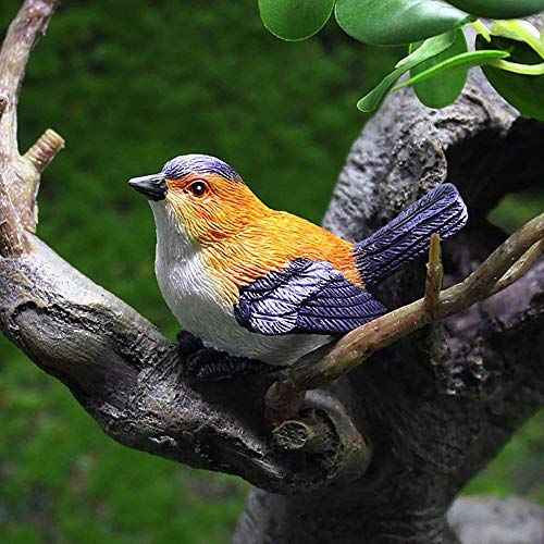 Miniature Figurines 1PC Fairy Garden Miniatures Mini Bird Garden Decorations Accessories Resin Crafts DIY Plant Bonsai Figurines(S-Orange Bird)