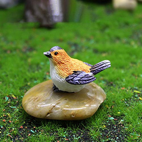 Miniature Figurines 1PC Fairy Garden Miniatures Mini Bird Garden Decorations Accessories Resin Crafts DIY Plant Bonsai Figurines(S-Orange Bird)