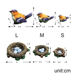 Miniature Figurines 1PC Fairy Garden Miniatures Mini Bird Garden Decorations Accessories Resin Crafts DIY Plant Bonsai Figurines(S-Orange Bird)