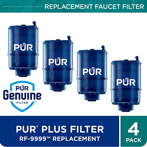 PUR PLUS Faucet Mount Water Filtration System (FM3700B) + 4-Pack Replacement Filters (RF99994)