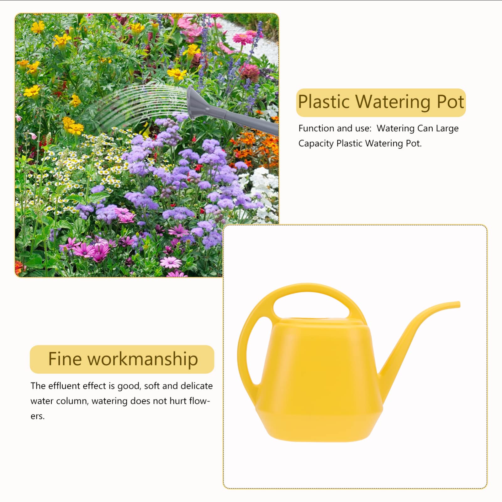 DOITOOL Plant Watering Can Plastic Watering Pot Spout Water Cans Watering Kettle Plastic Small Watering Sprinkler Pot for Indoor Bonsai Plants Garden Flowers Yellow Spray Bottles