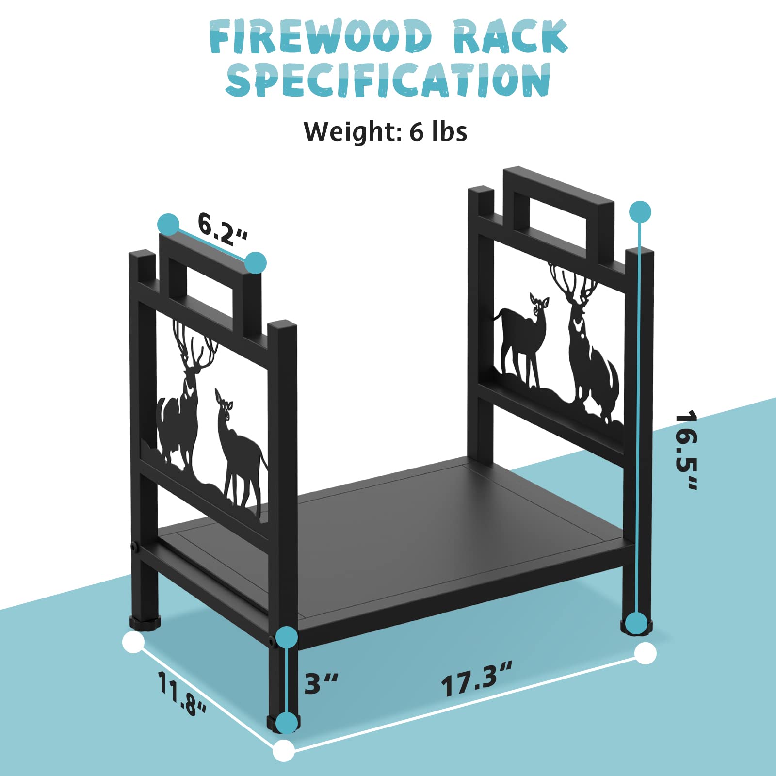 PIAOMTIEE Firewood Rack, Log Rack Wood Holders for Indoor Outdoor Fire Pit Fireplace, Metal Fire Wood Organizers and Storage