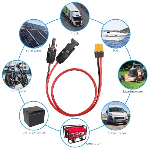 YAODHAOD Solar Connector to XT60 Adapter Connector, 12AWG 60CM XT60 Connect Solar Panel for Battery Pack, Portable Power Station, Solar Generator