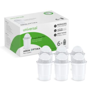 aqua optima replacement for brita® water filter, pitchers and dispensers, mavea®, up and up, great value, reduces plastic, exceptional value, nsf certified pitcher water filter, compact size, 6 count