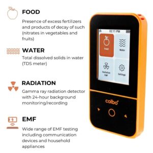 Colbo SafeCheck: 4-in-1 Digital EMF Meter, Radiation Detector, TDS Water Tester, and Nitrate Tester. Food and Water Quality Measuring, Radiation Meter, and Nuclear Survival Gear