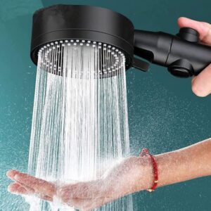 multi-functional high pressure shower head with 5 modes, high pressure handheld shower head with on/off switch for home bathhoom, water saving, easy to install (black a)