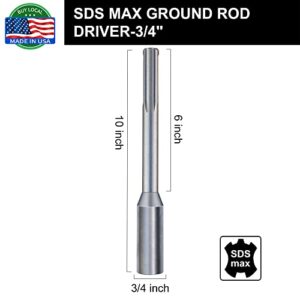 SDS Max Ground Rod Driver for Driving Ground Rods Great for All SDS MAX Rotary Hammers and Hammer Drills. (3/4'' Ground Rod Driver)