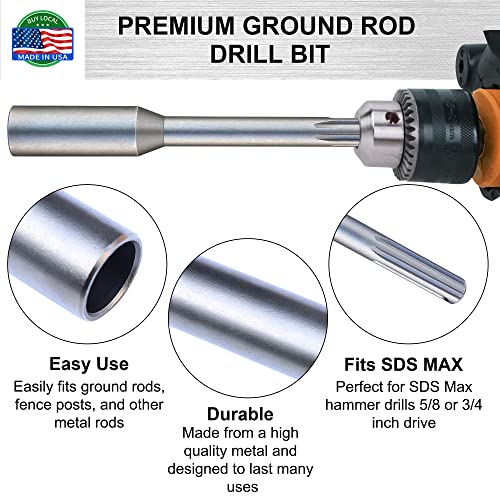 SDS Max Ground Rod Driver for Driving Ground Rods Great for All SDS MAX Rotary Hammers and Hammer Drills. (3/4'' Ground Rod Driver)