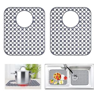 ncuubr silicone sink mats for bottom of kitchen sink, 2 pcs sink mat and protectors for stainless steel sink, 13.58 ''x 11.6 '' rear drain non-slip sink protectors