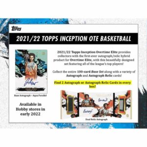 2021-22 Topps Inception Overtime Elite Basketball Hobby Box (1 Pack/7 Cards: 2 Autos)