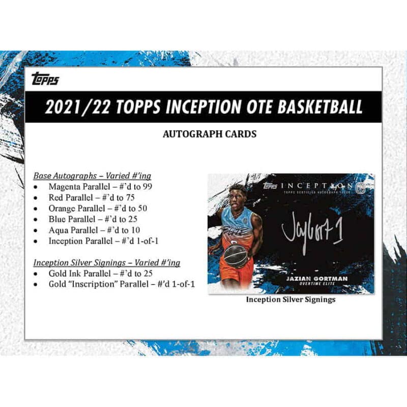 2021-22 Topps Inception Overtime Elite Basketball Hobby Box (1 Pack/7 Cards: 2 Autos)