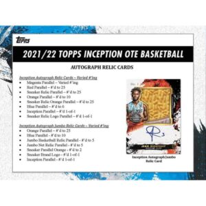 2021-22 Topps Inception Overtime Elite Basketball Hobby Box (1 Pack/7 Cards: 2 Autos)