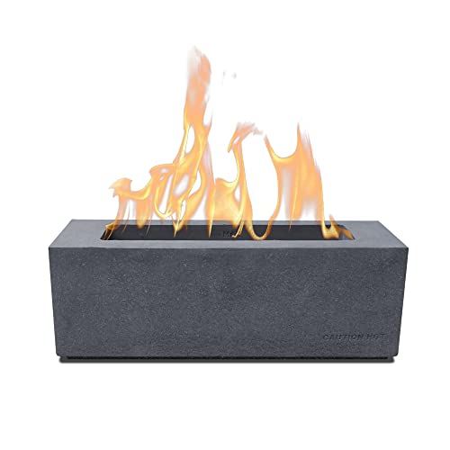 Kante 12" L Rectangle Tabletop Fire Pit, Concrete Table Top Fireplace, Portable Rubbing Alcohol Fire Bowl for Indoor Outdoor, Light Gray Rectangular