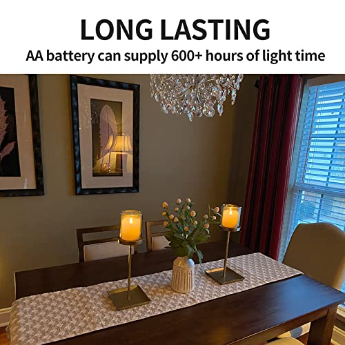 3x3 Flickering Flameless Candles Set of 2, 2AA Battery Life 600 Hours Battery Candles Flickering with Timer, 3 inch Flameless Candles with Remote for Valentines Day Decorations Indoor/Outdoor, White